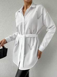 RueChic Ladies' Long Beaded Dress - White - View 3