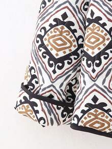 印花披肩领夹棉大衣 - 彩色 - 查看 4