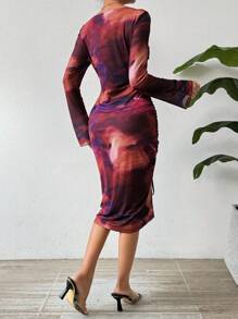 SHEIN Privé Của phụ nữ Nhuộm buộc Dây rút & Viền mép Đầm - Nhiều màu - Xem 2