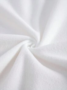 SHEIN EZwear Đúng mốt Lỏng lẻo phù hợp Lông cừu Hoodie Với dây rút , Túi Và Mẫu chữ In Đối với Giải trí Mặc In Mùa Thu Và Mùa Đông - trắng - Xem 3