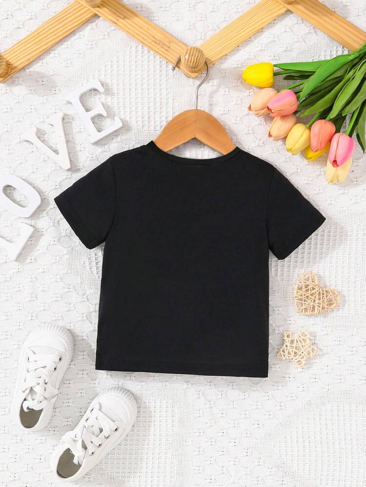 Baby Boy Casual Simple Fun Lovely Letter Print Top, Suitable For Valentine'S Day