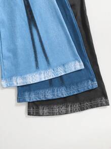 SHEIN Tween Girl 3pcs Jeans-Look Flared Trousers - Multicolor - View 4