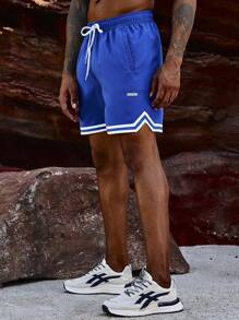 Gym Rark Men's Drawstring Waist Sports Shorts - Blue - View 4