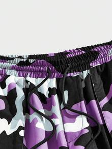 GENTILAND 男士迷彩印花束口褲,蓋式口袋長褲 - 黑色 - 查看 3