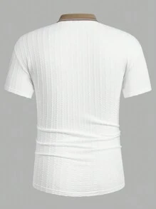 GENTILAND Nam Cổ áo tương phản Áo polo - trắng - Xem 3