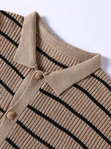 Manfinity Homme Men'S Casual Cardigan With Stripe Pattern And Collar