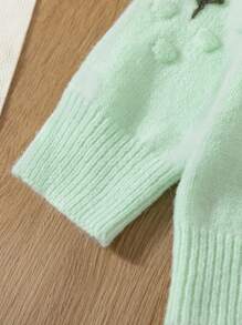 Baby Girl's Flower Embroidered Sweater Winter - Mint Green - View 4