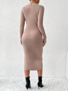 Calvaya Women's Knitted Sweater Dress With Split Hem