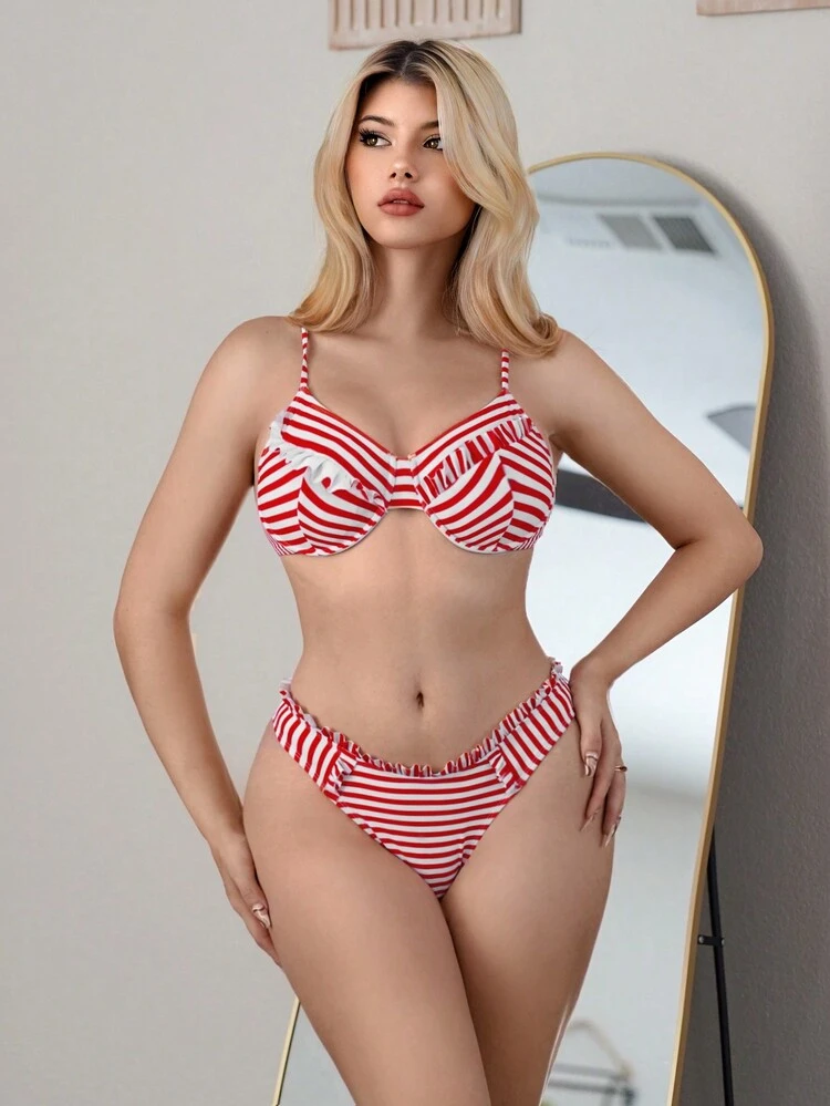 Women's Striped Bikini Set Summer Beach
