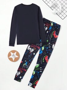 Teen Boys' Glow-In-The-Dark Game Console Printed Home Clothes - Black - View 2
