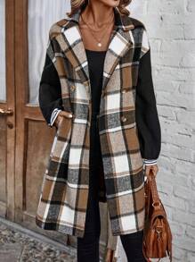 SHEIN LUNE Kariertes Lockeres Freizeit Wolltuch - Verschiedenfarbig - Übersicht 6