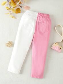 Toddler Girls' Casual & Comfortable Heart Patchwork Jeans With Embossed Pattern - Multicolor - View 2