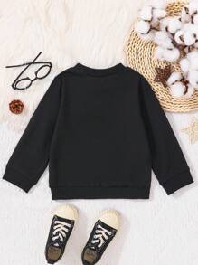 Young Boy Slogan Graphic Thermal Lined Sweatshirt - Black - View 2