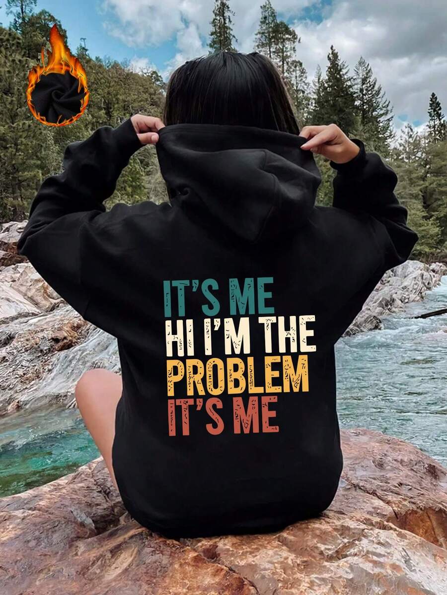In thư Hoodie Áo nỉ Với dây rút áo có mũ Túi , Đúng mốt Lỏng lẻo Mùa thu Và Lông cừu mùa đông Thể thao Hoodie - màu đen - Xem 1