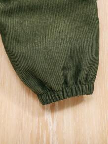 SHEIN 男女通用純色高領針織上衣和口袋運動褲兩件套 - 酒紅色 - 查看 6