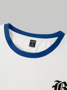 Manfinity Hypemode Men's Color Block Tee With Letter Print And Contrast Trim
