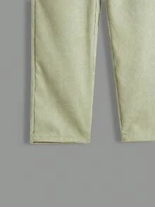 SHEIN Boys' Solid Color Cardigan With Lapel Collar And Matching Pants Set - Green - View 7