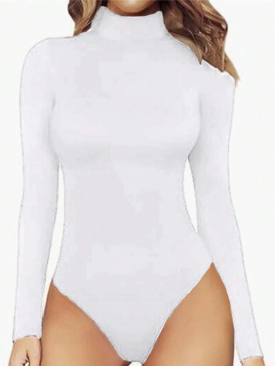 INAWLY 立領長袖連身衣 - 白色 - 查看 1