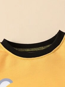 2入組幼兒男童卡通老虎印花長袖t恤和長褲休閒裝,適用於春秋季節 - 黃色 - 查看 5