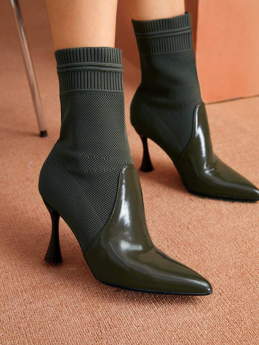 SheIn BIZ Của phụ nữ Đúng mốt Giày ống - màu xanh lá - Xem 1