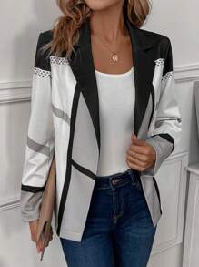 EMERY ROSE 女式色塊翻領開襟西裝外套 - 彩色 - 查看 5