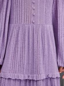 SHEIN Tween Girl's Loose Retro Maxi Ruffle Dress - Purple - View 3