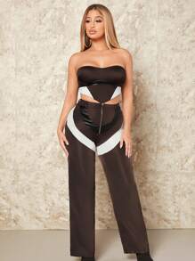 SHEIN SXY Overalls sexy outfits club  Colorblocked Racing Outfit 2pcs/set - Multicolor - View 1