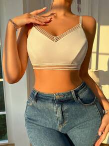 Women's Contrast Mesh Underwear Bra - White - View 5