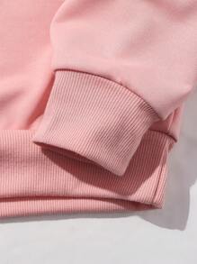 ROMWE MEN Street Life 男式油畫口號印花帶束口連帽衛衣 - 粉色 - 查看 7