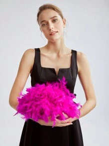 MOTF PREMIUM FEATHER DECOR HOT PINK CROSSBODY BAG - Hot Pink - View 8