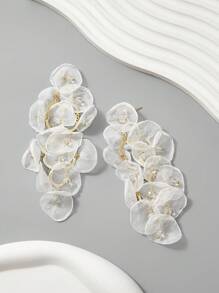 SHEIN Belle 一对欧美风格个性化花朵耳环，适合女性，情人节、母亲节礼物，送给妈妈的完美礼物 - 白色 - 查看 2