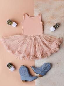 Little Girls' Pink Dress - Pink - View 2