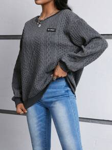 Muchica Mẫu Cổ thuyền viên Áo nỉ - Màu xám đen - Xem 3