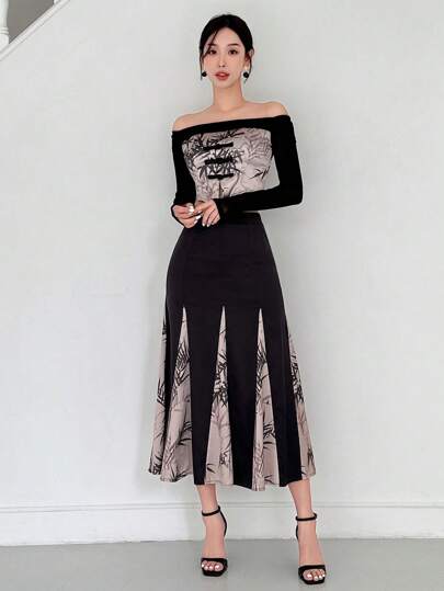 EastFlair New Chinese Style Bamboo Print Sexy Asymmetric Cropped Women Tops