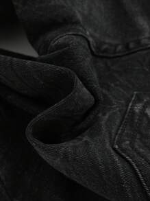 SHEIN Tween Boy Streetwear Cool Black Heavy Washed Stretch Ripped Jeans - Black - View 6