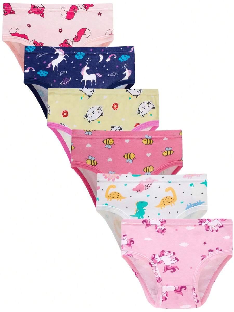 Young Girl 6 Pieces Soft Cotton Underwear Briefs Soft Undies
