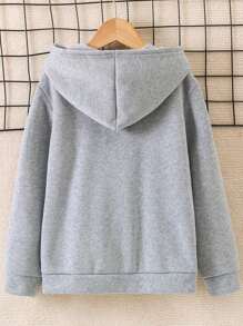 SHEIN Explorewe Moletom Com Capuz Infantil Masculino Em Cor Sólida Com Zíper Frontal