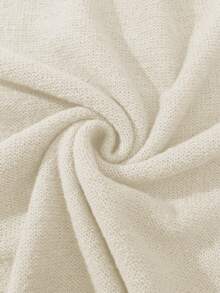 Calvaya Hơn Chất rắn Thả vai Áo len - Màu be - Xem 5