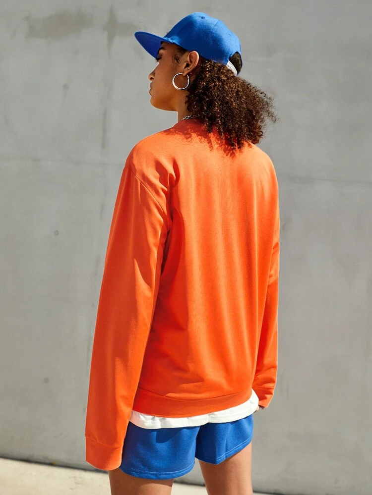 Women's Letter Printed Round Neck Sport Sweatshirt