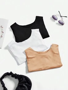 SHEIN Essnce 大尺碼女款純色百褶連身衣 - 卡其色 - 查看 5