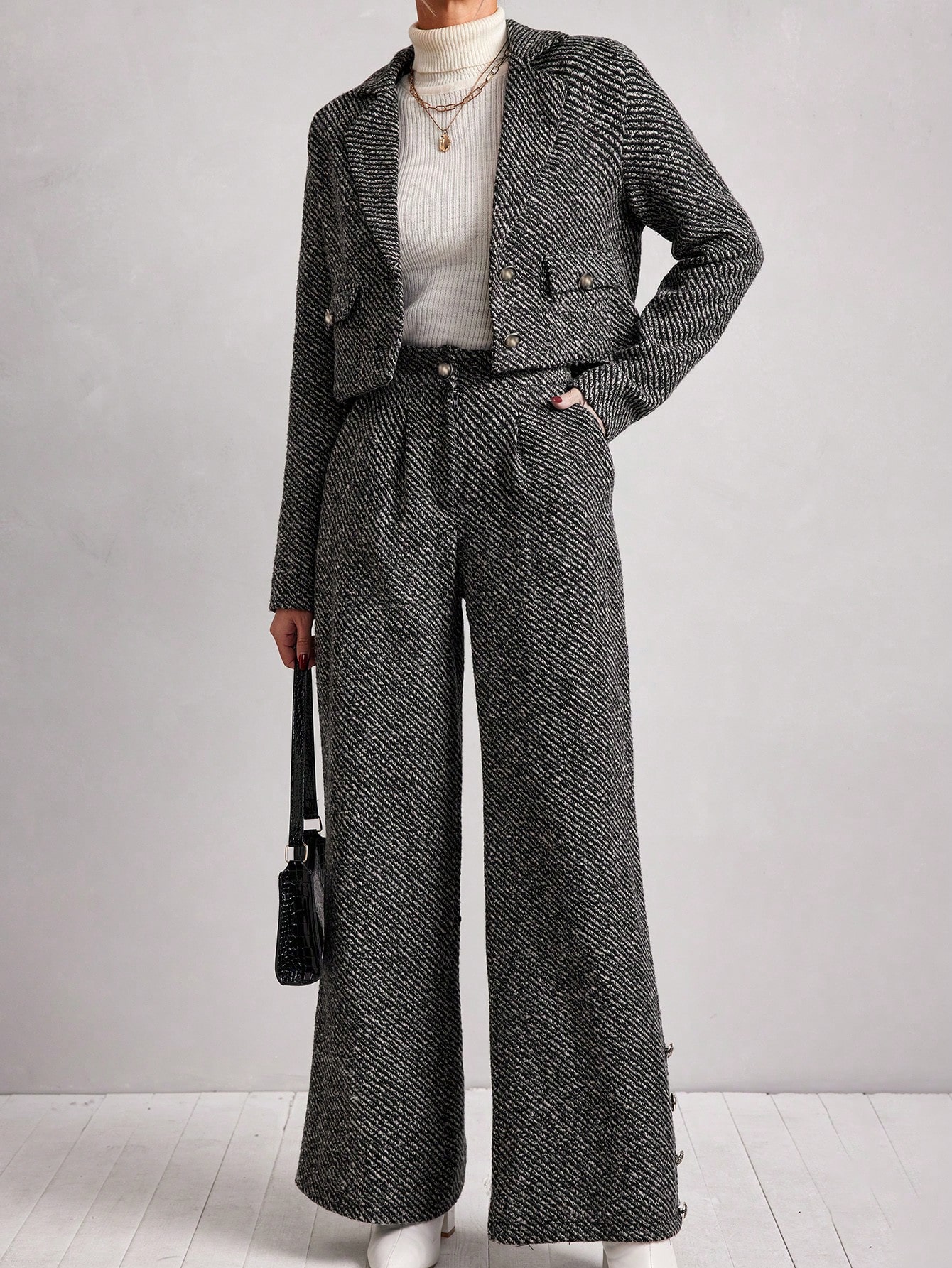 SHEIN Costume Femme En Laine À Damier Mode en ligne SHEIN FRANCE