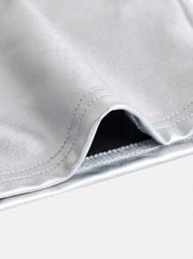 SHEIN 青少女金屬徽章立領彈性人造皮革連衣裙,帶有字母細節 - 銀色 - 查看 3