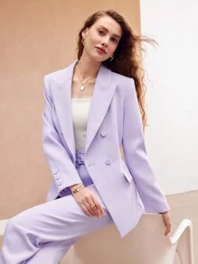 MOTF PREMIUM WOVEN WOMEN'S SOLID PEAK COLLAR BLAZER - Mauve Purple - View 7
