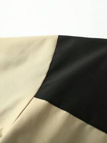 Manfinity Homme 男式對比色寬鬆帽衫,帶刺繡字母和束口 - 卡其色 - 查看 5