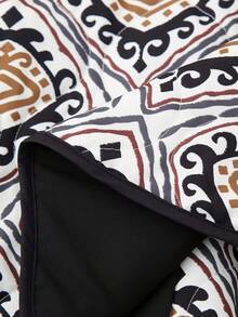 印花披肩领夹棉大衣 - 彩色 - 查看 5