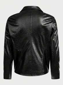 GENTILAND Nam Dây kéo chất liệu da PU Áo khoác moto - màu đen - Xem 3