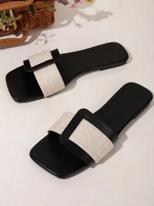 Women's Summer Outer Wear, Fashionable, Versatile Women's Slippers, Girls' Flat Slippers, Color Matching, Simple And Fashionable Flat Slippers, Holiday Beach Roman Sandals