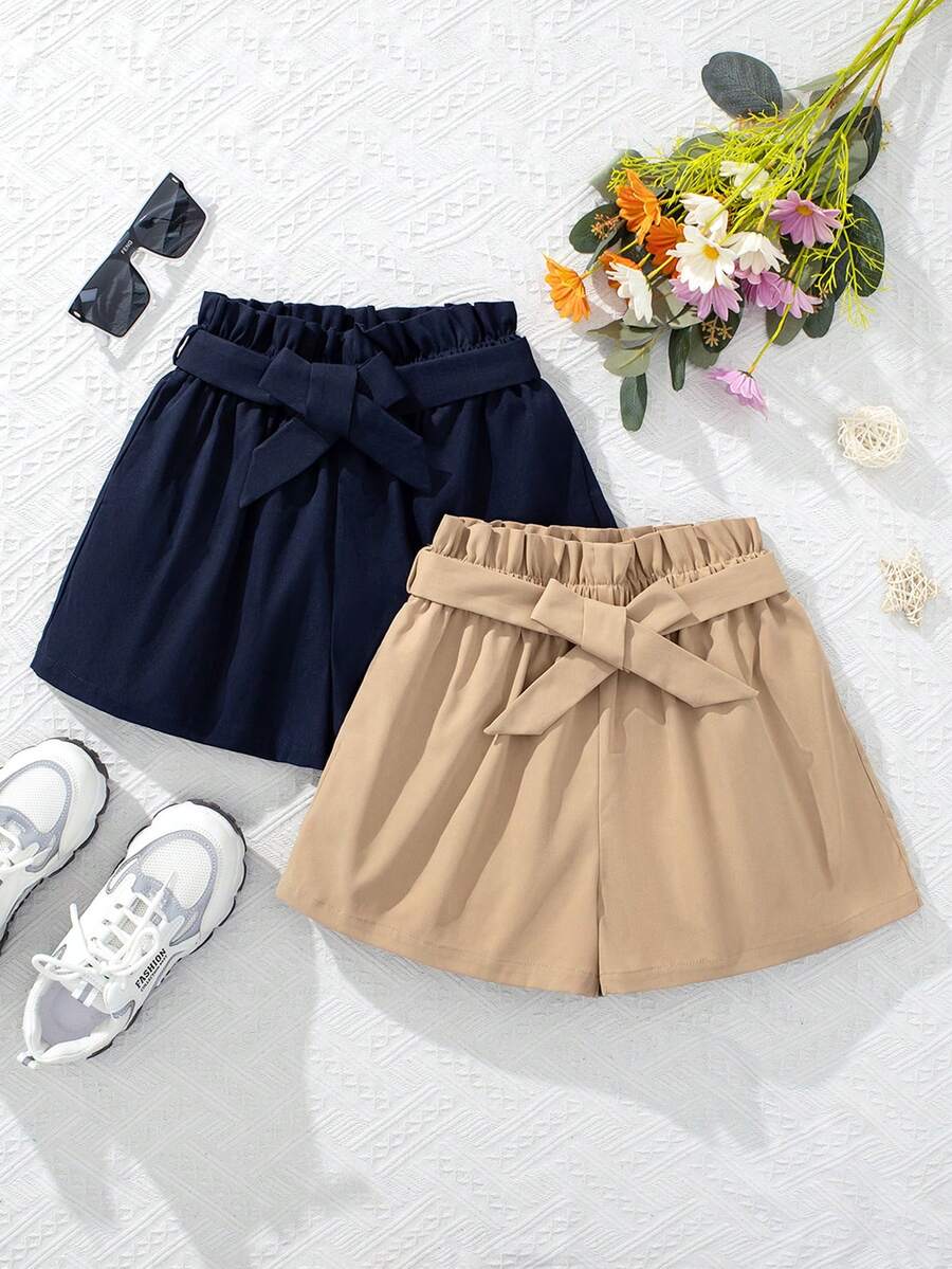 Cô gái Đúng mốt vui tươi Tim Dệt Màu thuần Ngắn Quần short - Nhiều màu - Xem 1