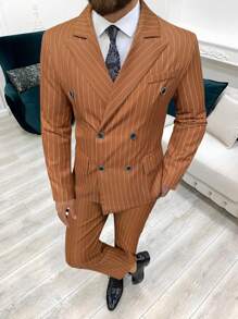 Manfinity Mode Nam Sọc Bộ đồ Bộ - Cà phê nâu - Xem 1