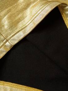 SHEIN ICON Gold Elastic Pu Women's Top - Gold - View 3